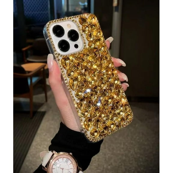 Compatible withiPhone 14 Pro Max Bling Glitter Case,Luxury Shiny Diamond Crystal Rhinestone Sparkly Jewelled Gemstone 3D Handmade Clear Cover Case for Women Girls with iPhone 14 Pro Max