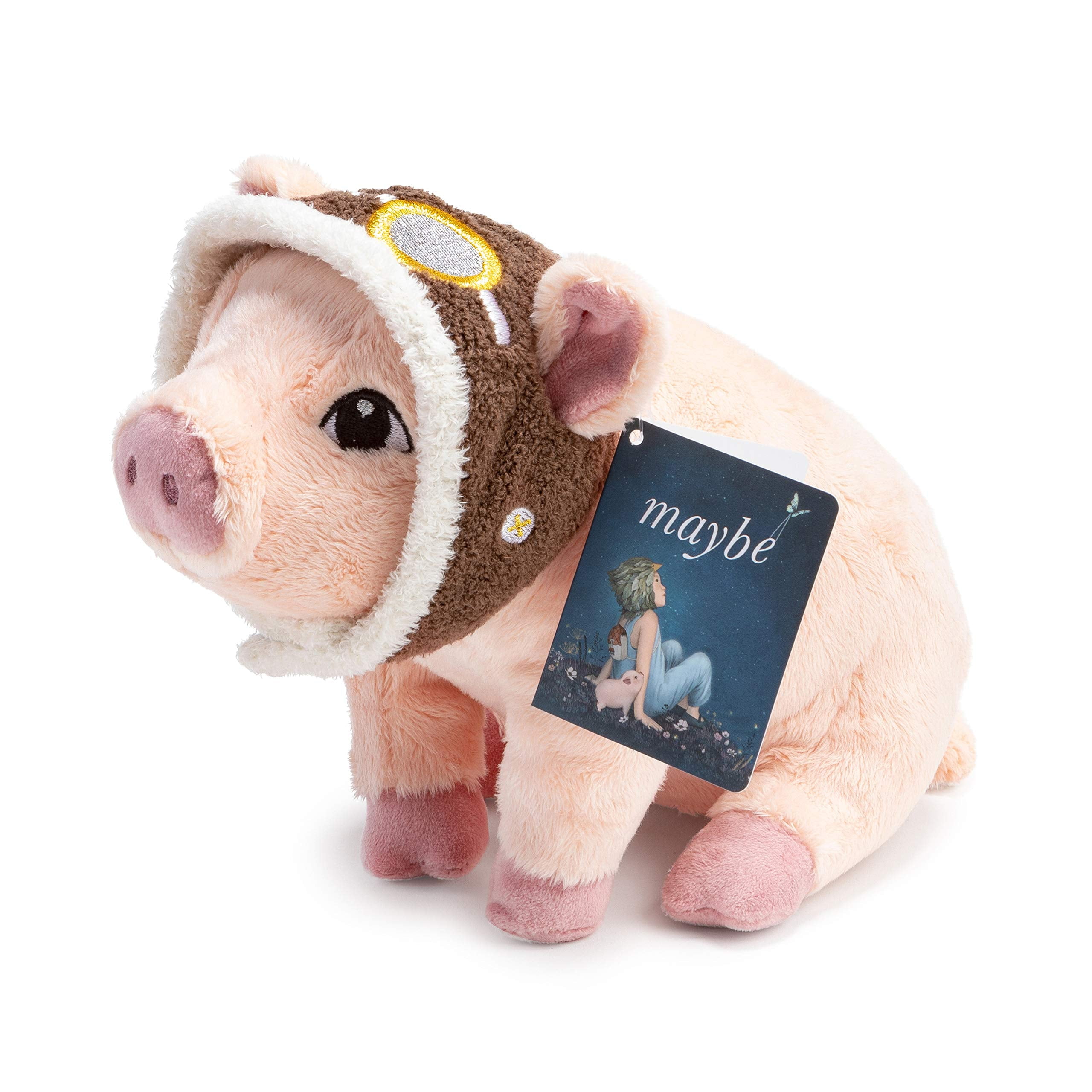 Adorable Pink Plush Pig with Aviator Hat