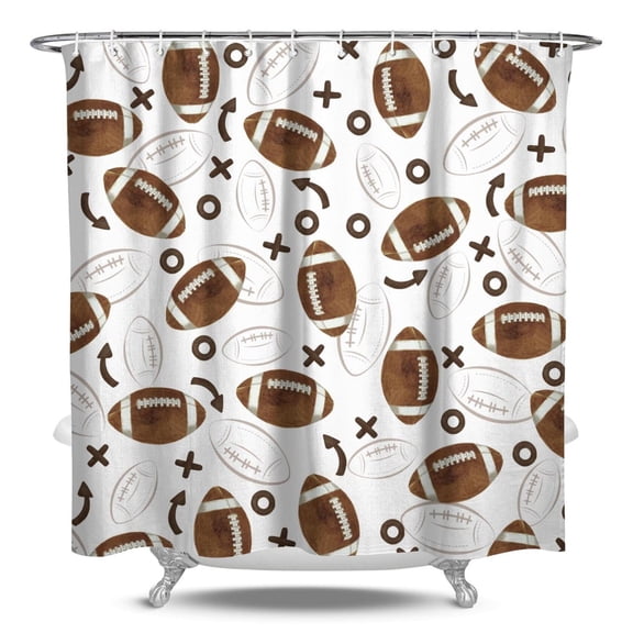 Competition Game Shower Curtain - Baseball Football Soccer Basketball Player Print Waterproof Quick Dry Bath Curtain with Hooks
