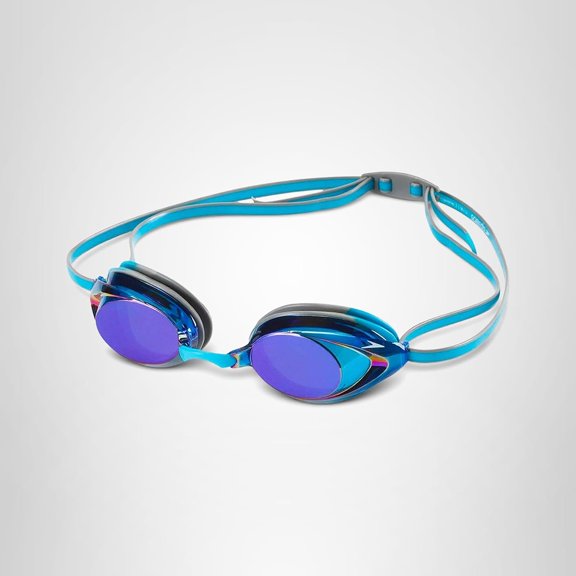 Competition Racing Swim Goggles for Adults, UV Protection Iridescent Mirrored Anti-Fog Lens Swimming Glasses, Adjustable Split Double Strap for Lap Training Pool Swimming