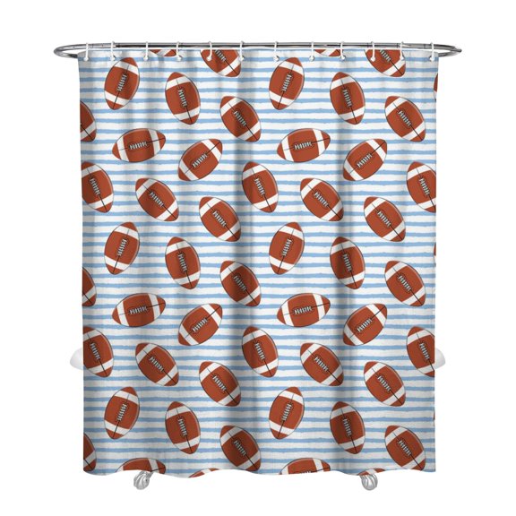 Competition Shower Curtain - Baseball Football Soccer Basketball Print Fade-Resistant Bath Curtain with Hooks for Kids Teens 72x84 Inch