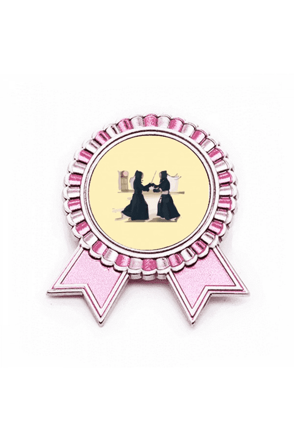 Competitive Equipment Martial Kendo Badge Brooch Pin Pink Winner Award Medal