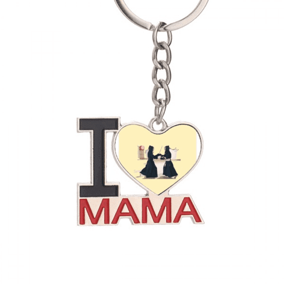 Competitive Equipment Martial Kendo Keychain Metal Keyring Holder Love MAMA Mother