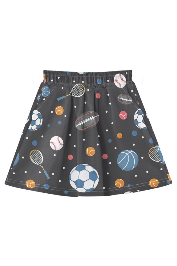 Competitive Football Athletic Skirt with Pockets and Built-in Shorts for 3-8Y