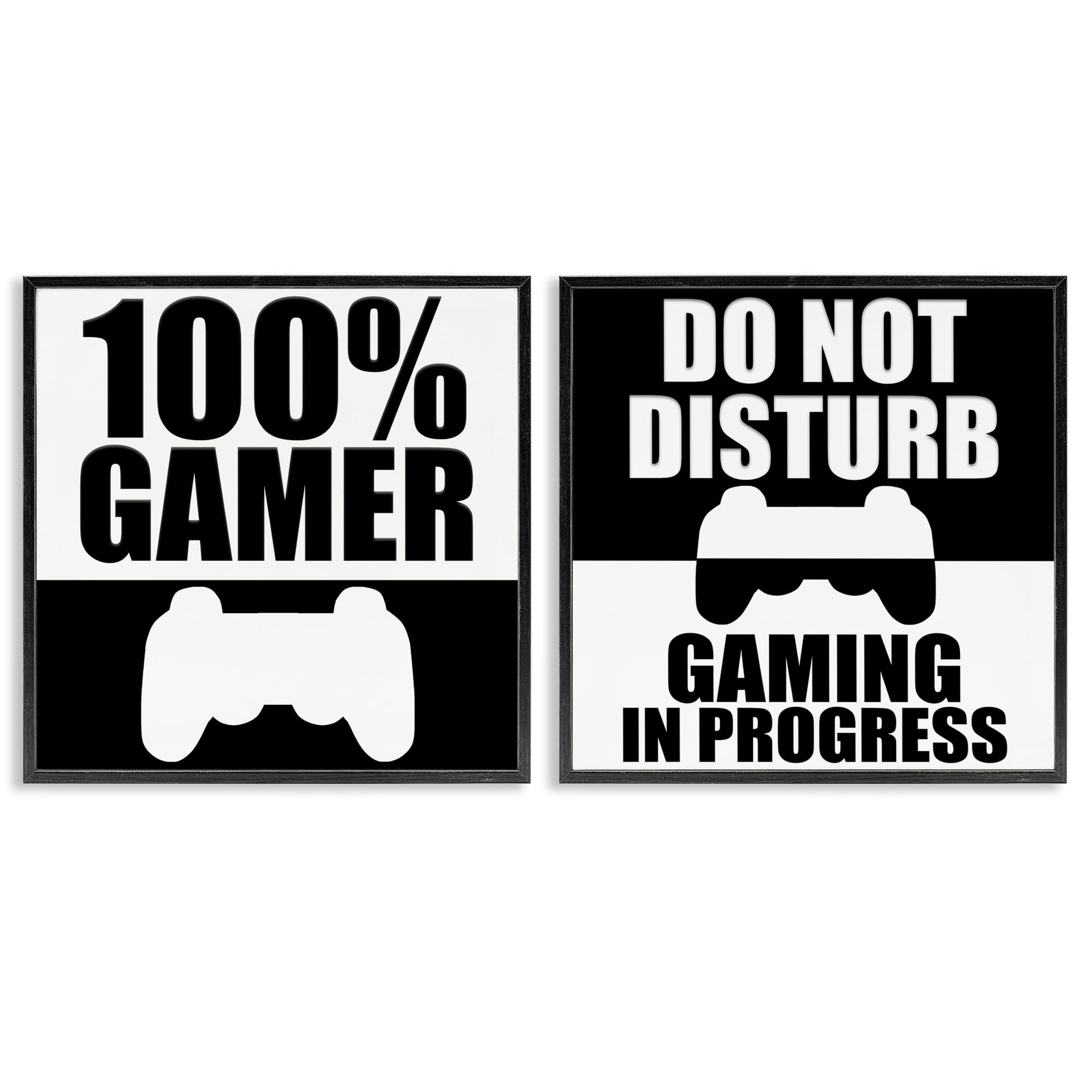 Competitive Gamer Black & White 2 Piece Black Framed Giclee Art Set, design by Kim Allen