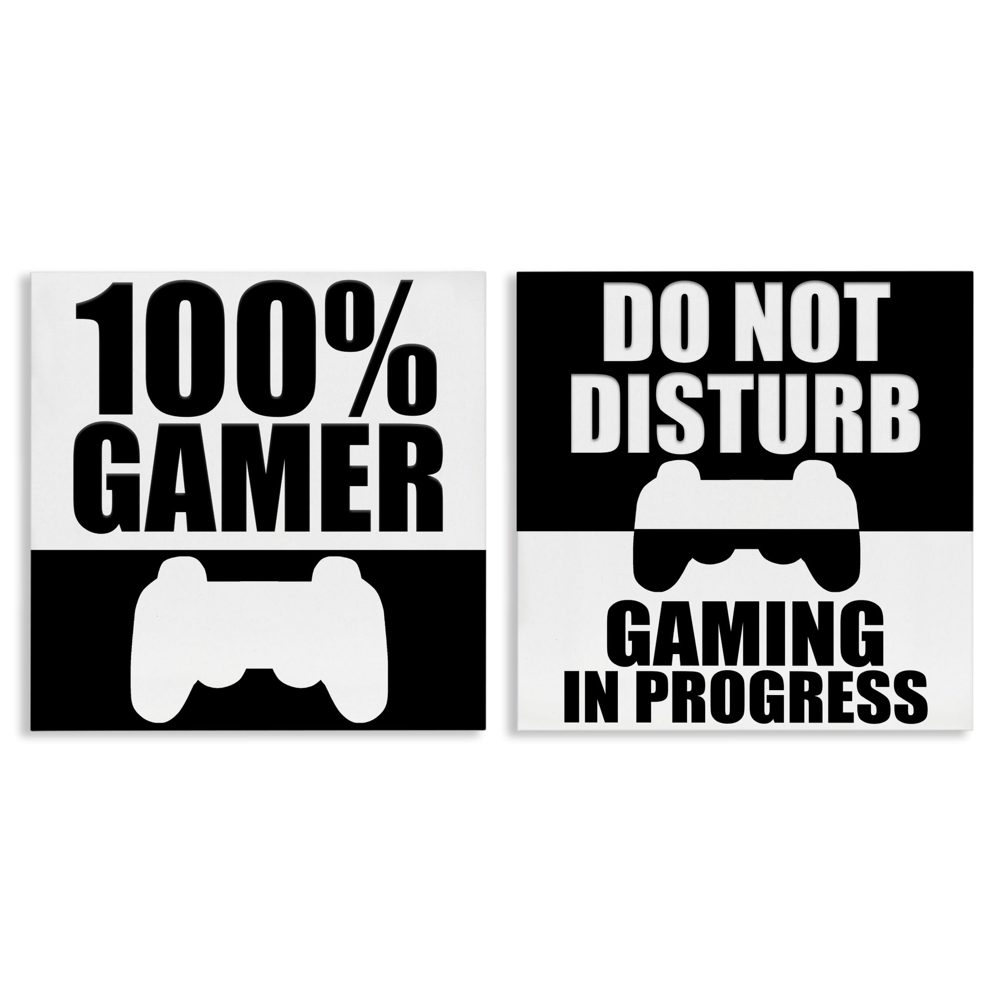 Competitive Gamer Black & White 2 Piece Canvas Wall Art Set, design by Kim Allen