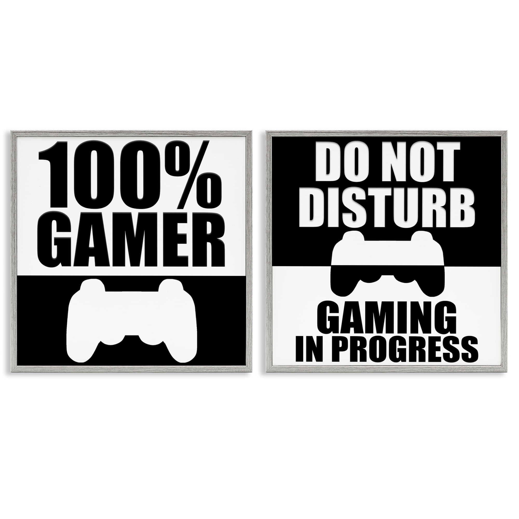 Competitive Gamer Black & White 2 Piece Gray Framed Giclee Art Set, design by Kim Allen