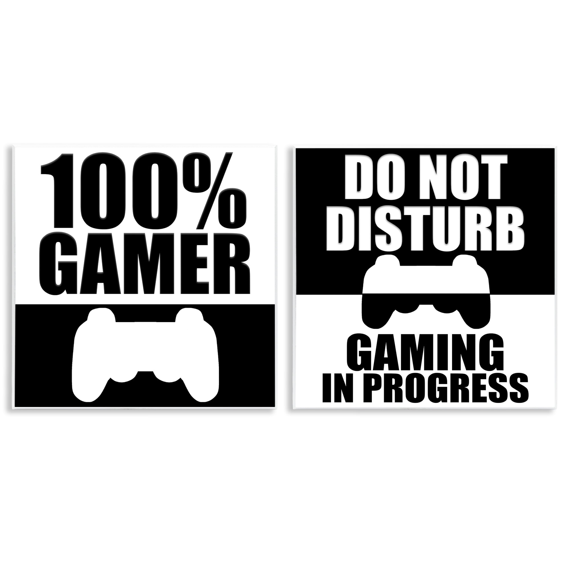 Competitive Gamer Black & White 2 Piece Wall Plaque Art Set, design by Kim Allen