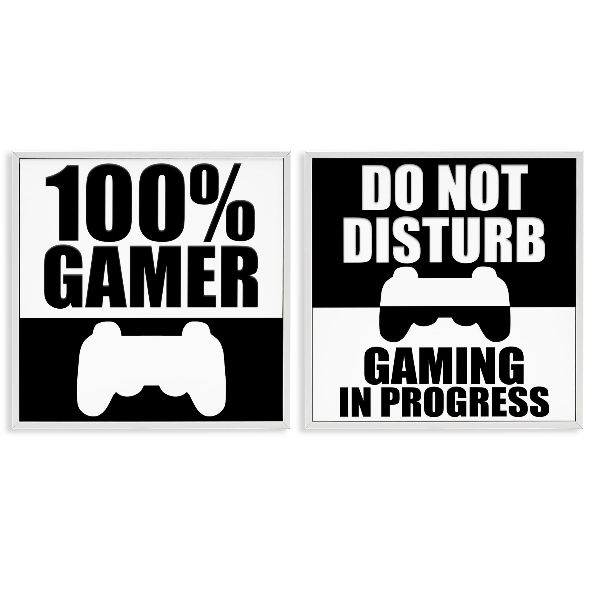 Competitive Gamer Black & White 2 Piece White Framed Giclee Art Set, design by Kim Allen