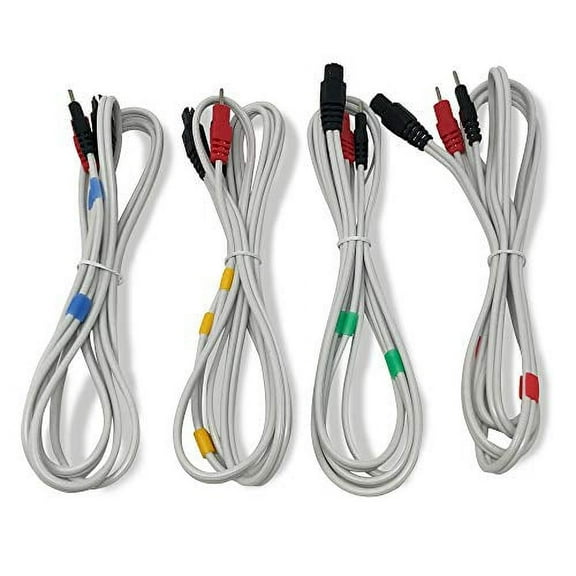 Compex Compatible Replacement Lead Wires, 4 Pack, 2mm Pin Connectors