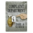 thumbnail image 1 of Complaint Department Gernade Metal Sign, 1 of 3
