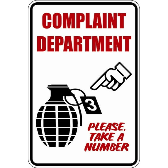 Complaint Department Picture Art Boys Bed Room Sign - Peel & Stick Sticker - Vinyl Wall Decal Size : 9 Inches X 18 Inches