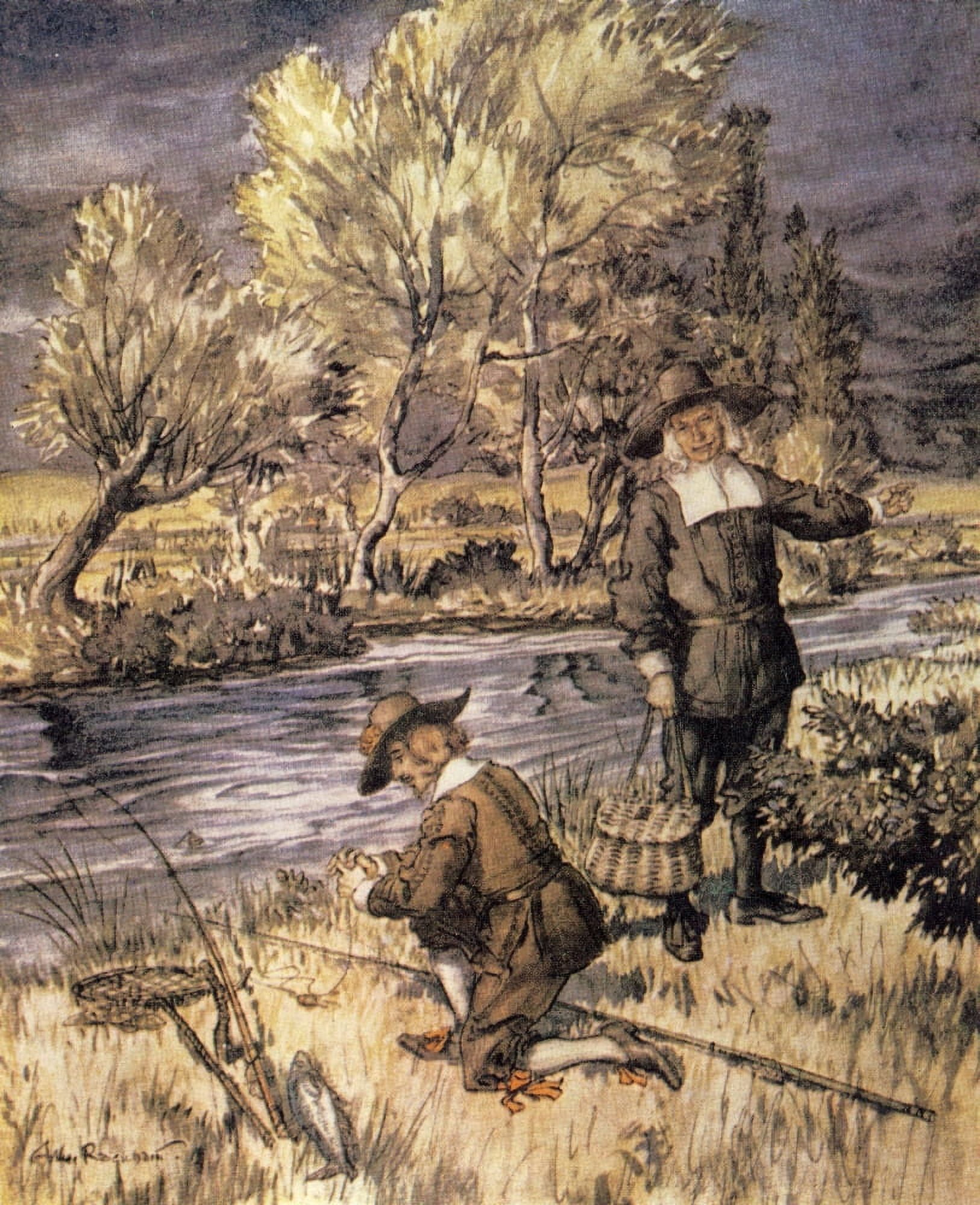 Compleat Angler 1931 Bait your hook again Canvas Art - A Rackham (18 x 24)