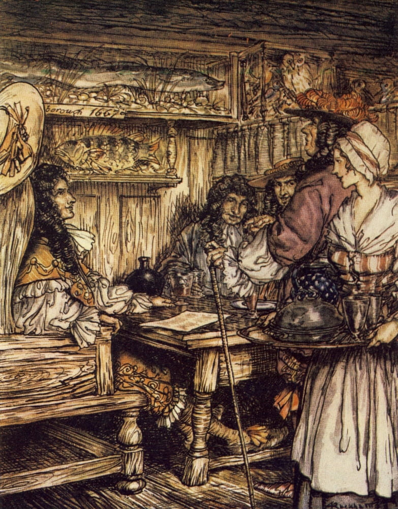 Compleat Angler 1931 Go to Coffee House Westminster Canvas Art - A Rackham (24 x 36)