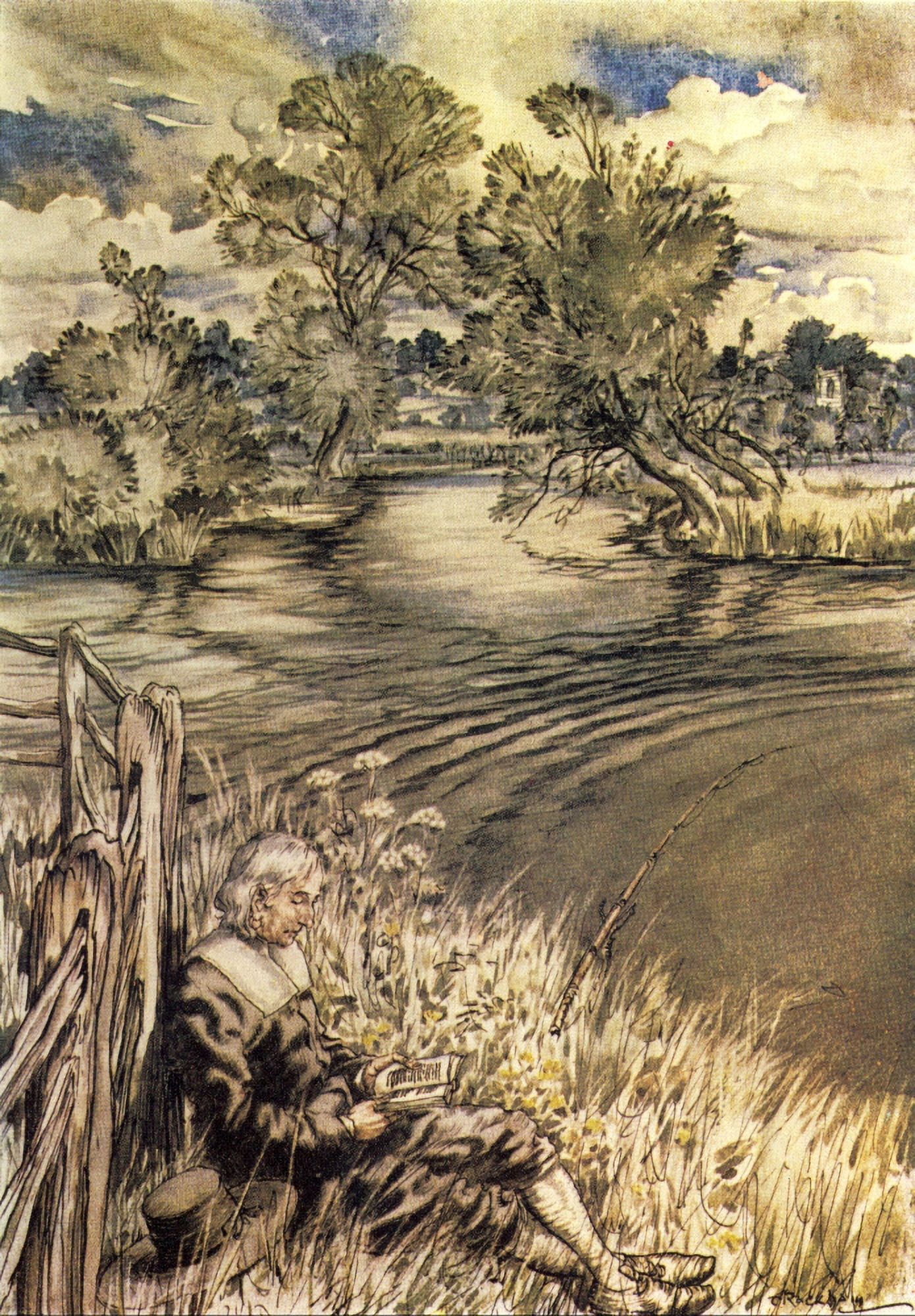 Compleat Angler 1931 Quietest place Canvas Art - A Rackham (24 x 36)