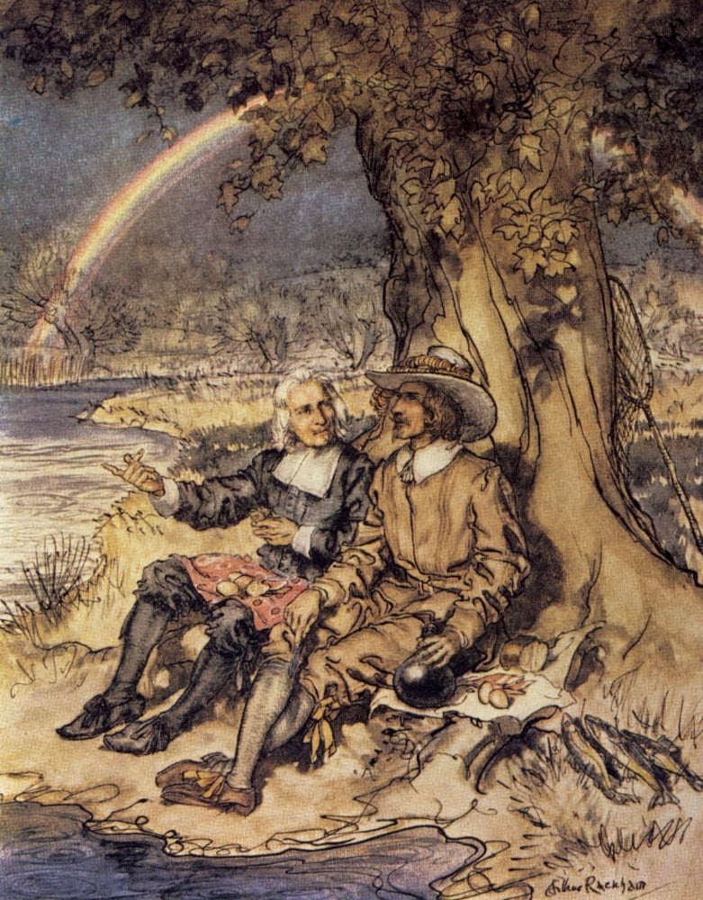 Compleat Angler 1931 Smoking shower Canvas Art - A Rackham (18 x 24)