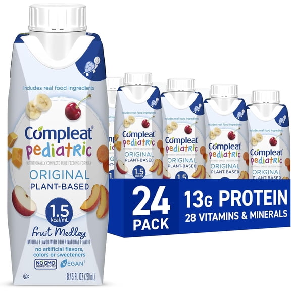 Compleat Pediatric Original 1.5mL Plant-Based Shake Fruit Medley 8.45 Fl Oz 24 Count