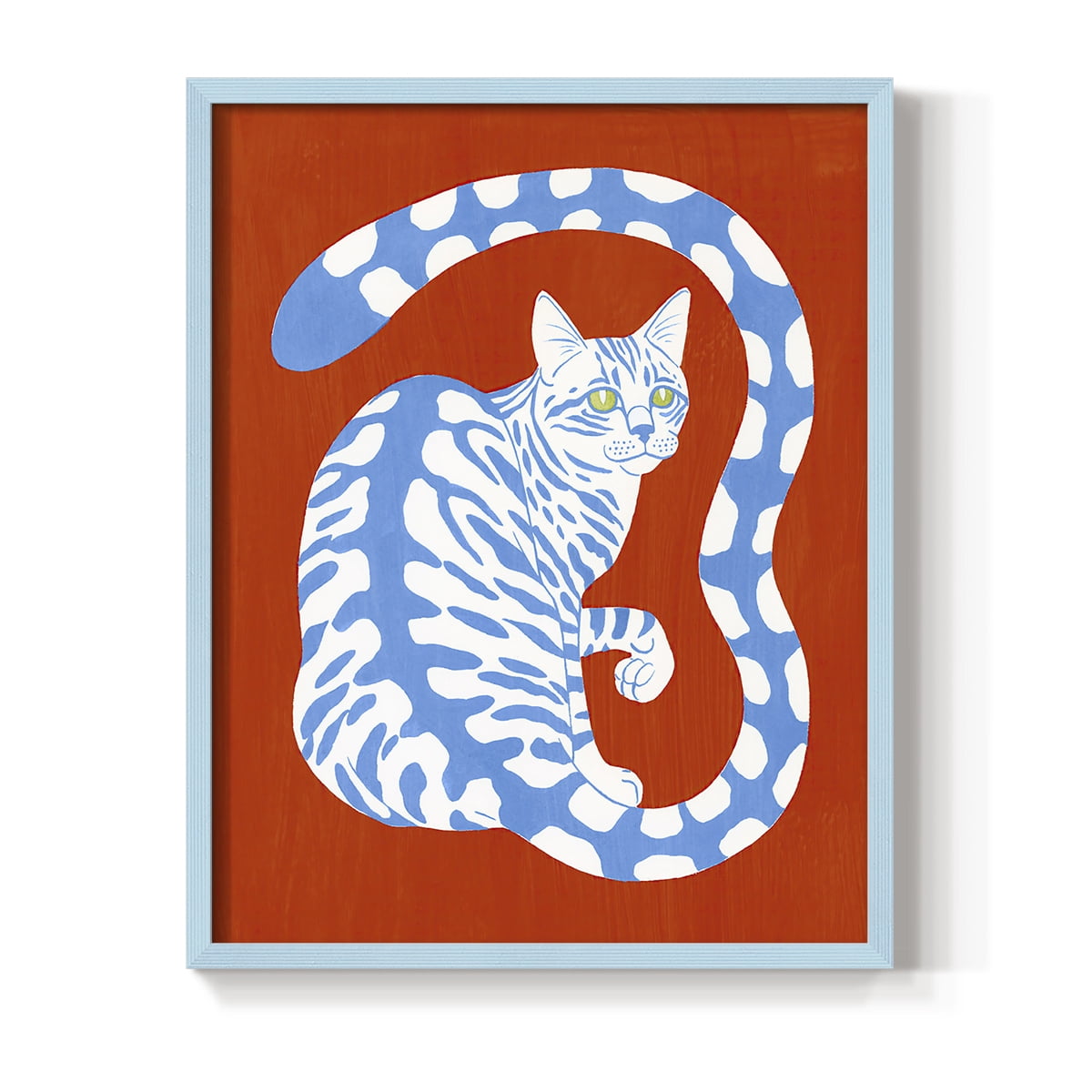 Complementary House Cat I Framed Print in Blue Solid Wood Framed Print No Nail Hanging