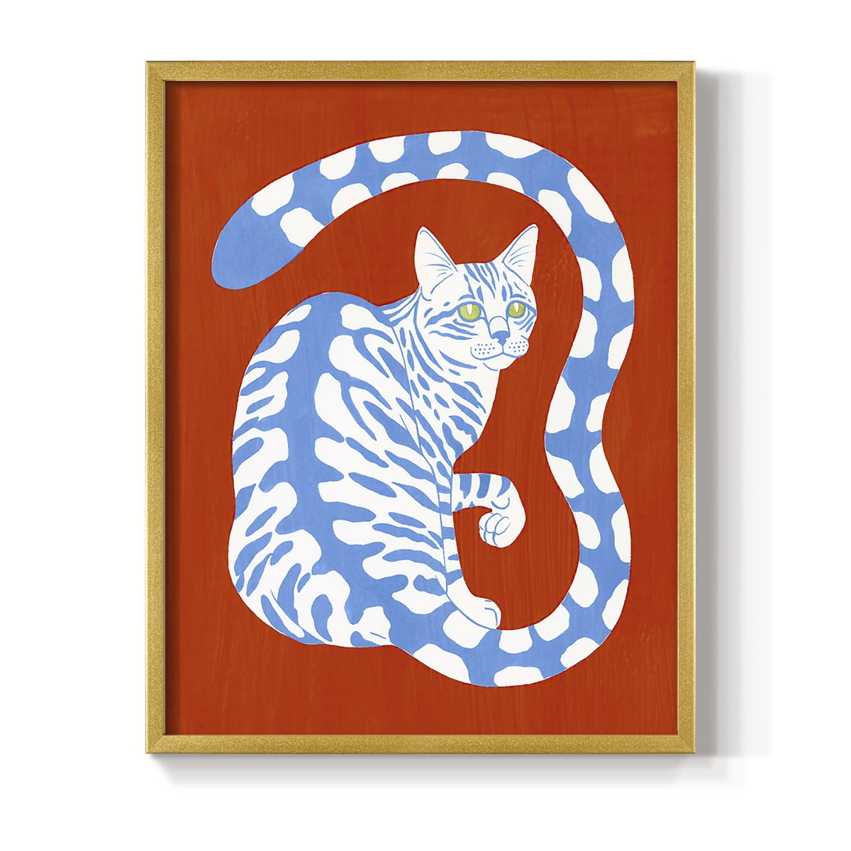 Complementary House Cat I Framed Print in Gold Solid Wood Framed Print No Nail Hanging