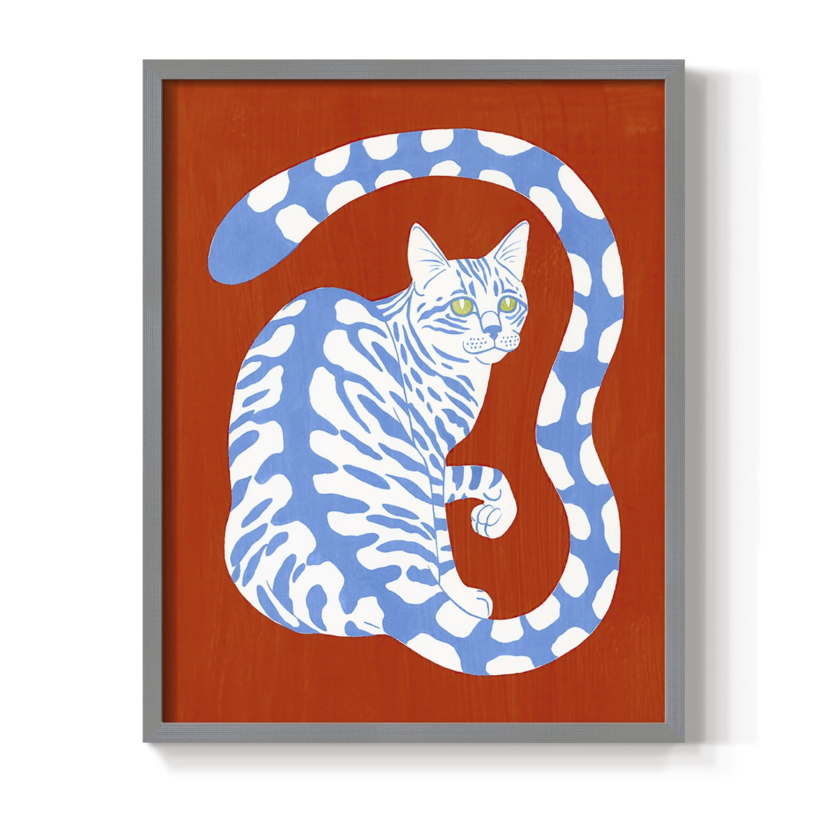 Complementary House Cat I Framed Print in Gray Solid Wood Framed Print No Nail Hanging