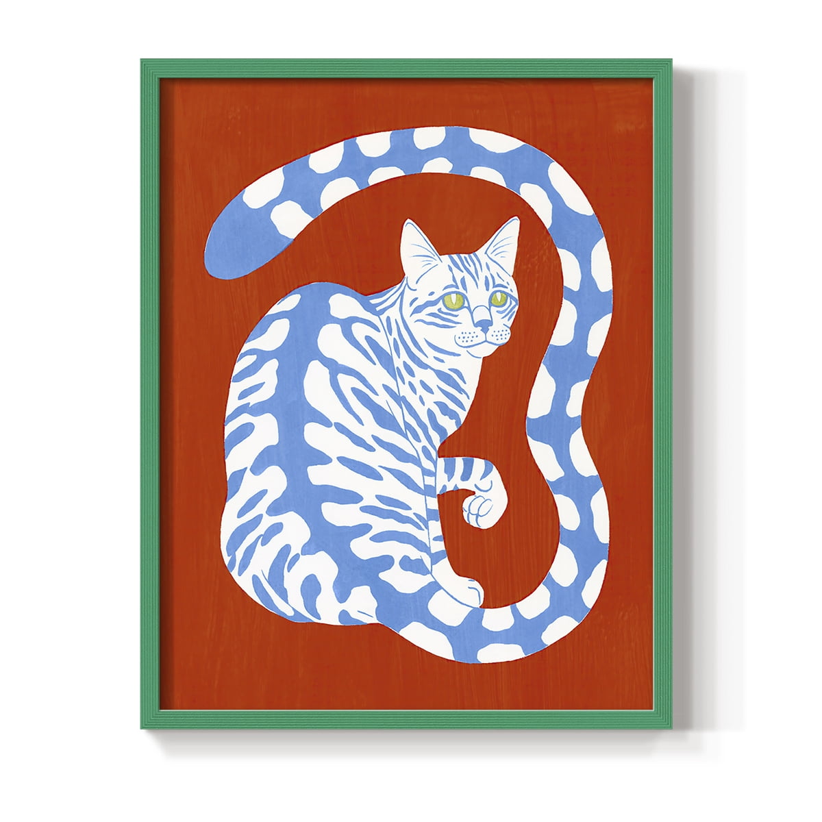 Complementary House Cat I Framed Print in Green Solid Wood Framed Print No Nail Hanging