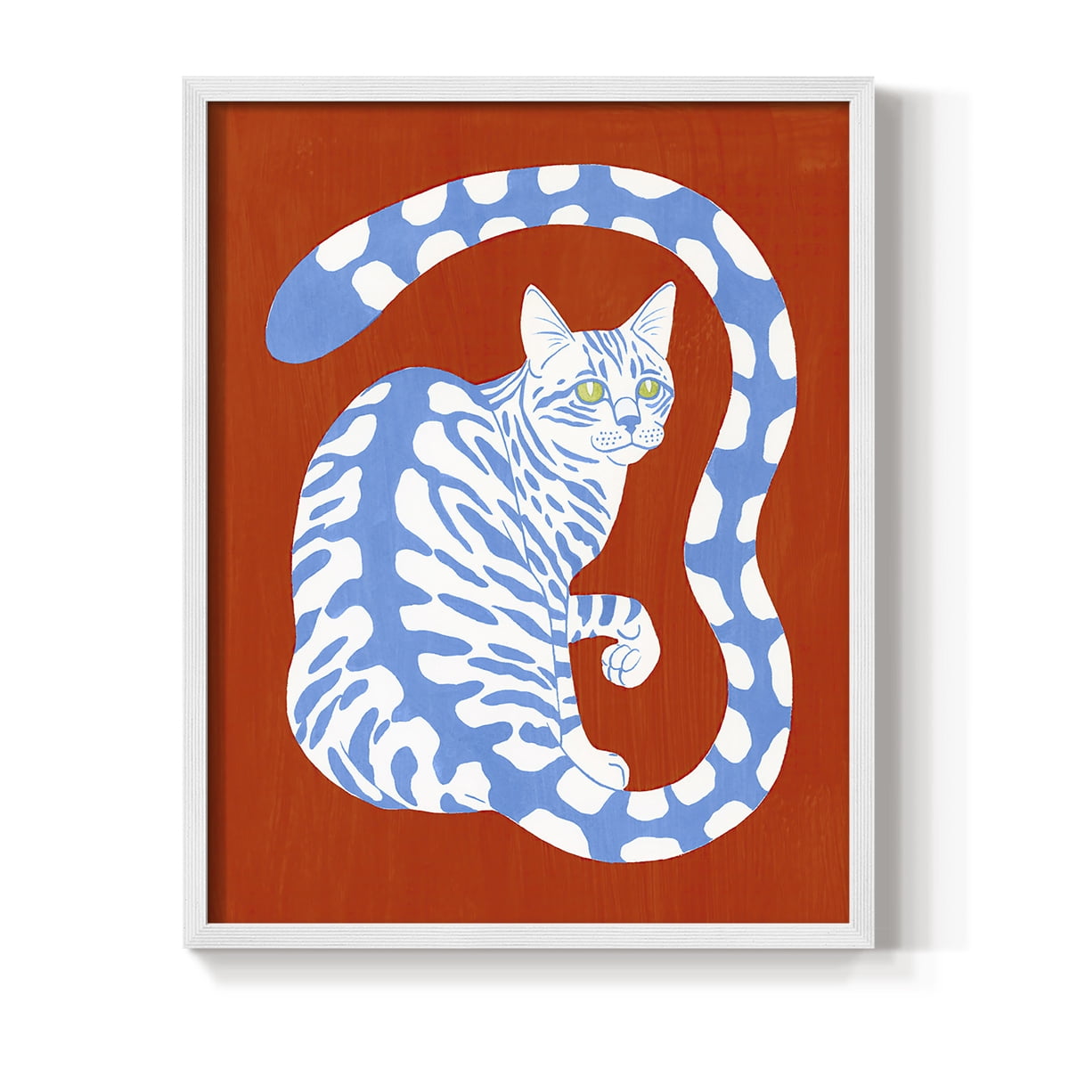 Complementary House Cat I Framed Print in White Solid Wood Framed Print No Nail Hanging