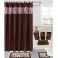 thumbnail image 1 of Complete 19 pc Bathroom Set Diamond Brown Washable Rubber Backing Anti Slip Includes 2 Bath Rug/Mat + 1 Shower Curtain + 12 pc Rings Covered + 4 Accesories Ceramic, 1 of 5