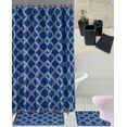 thumbnail image 1 of 19 Piece Bathroom Set 2 Rugs Mats Non Slip 1 Fabric Shower Curtain 12 Fabric Rings 4 Piece Ceramic Accesories Different Styles And Colors For Home Bath Décor Honey Navy, 1 of 2