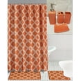 thumbnail image 1 of Complete 19 pc Bathroom Set Honey Orange Washable Rubber Backing Anti Slip Includes 2 Bath Rug/Mat + 1 Shower Curtain + 12 pc Rings Covered + 4 Accesories Ceramic, 1 of 2