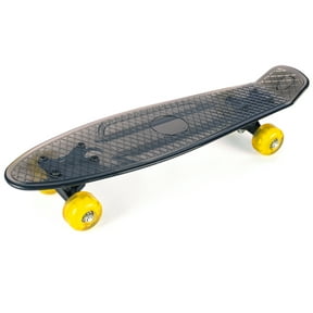 4K Athletics Mini Cruiser Skateboard with LED Light Up Wheels, Black