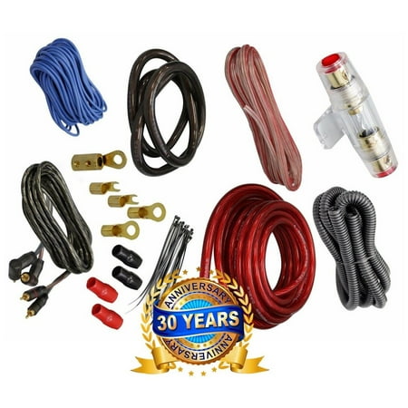 Complete 2500W 4 Gauge Car Amplifier Installation Wiring Kit Amp 4Ga Red