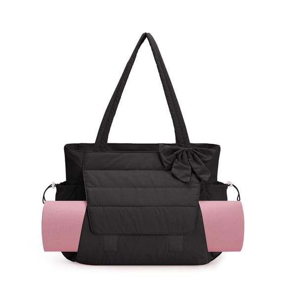 Complete 3-in-1 Bow Tote Set: Yoga Bag with Wet Pocket & Mat Holder for Work Commute Gym Travel