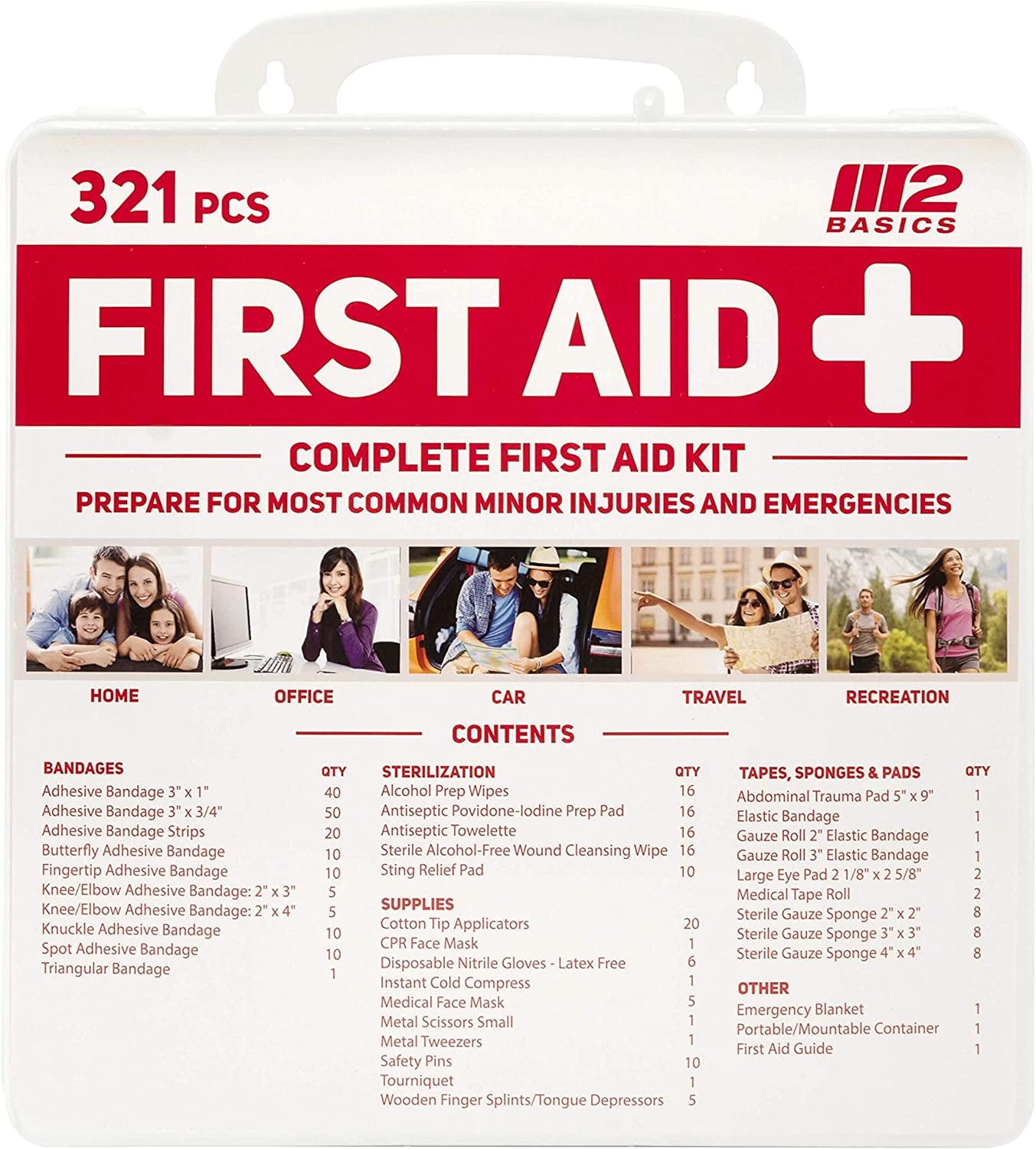 Complete 321 Piece Emergency First Aid Kit | Business & Home Medical Supplies