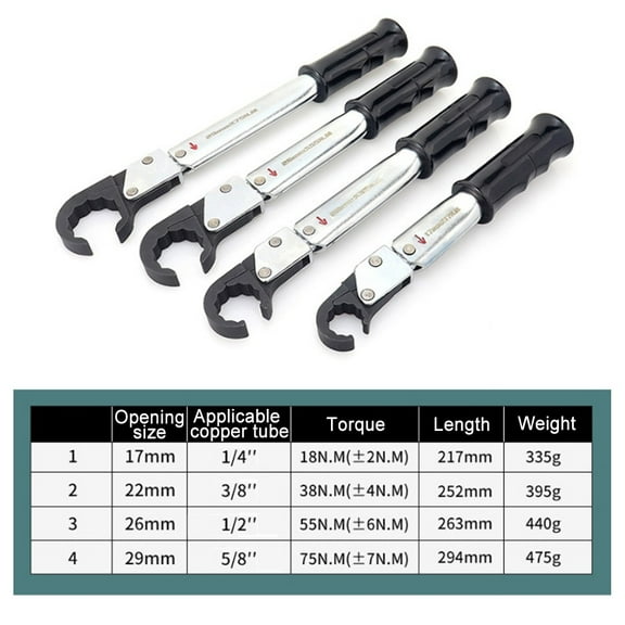 Complete 4 Piece Ratchet Torque Wrench Set For Automotive And Hvac Repair Needs Fangkenuo