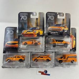 Complete 5 Car Set * 70th Anniversary Edition ORANGE * 2023 Matchbox Moving* ND2