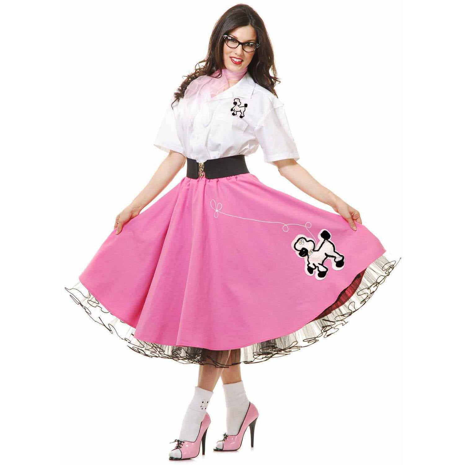 Complete 50's Poodle Outfit Pink Women's Adult Halloween Costume ...