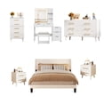 thumbnail image 1 of Complete 6-Piece White Bedroom Set with Bed Frame, Vanity, 2 Nightstands and 2 Drawer Cabinets, 1 of 31