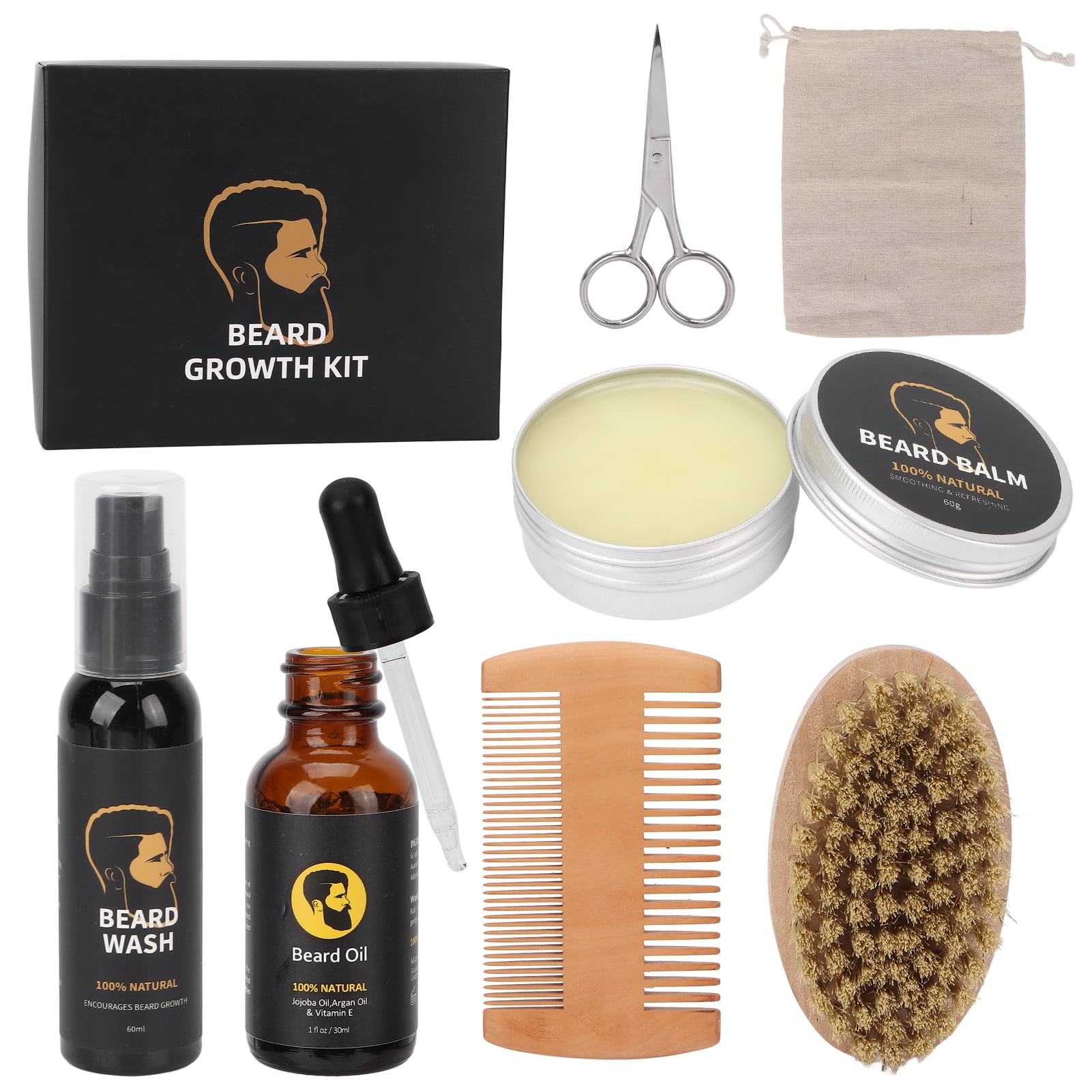 Complete 7Piece Beard Grooming Kit for Men Professional Beard Brush