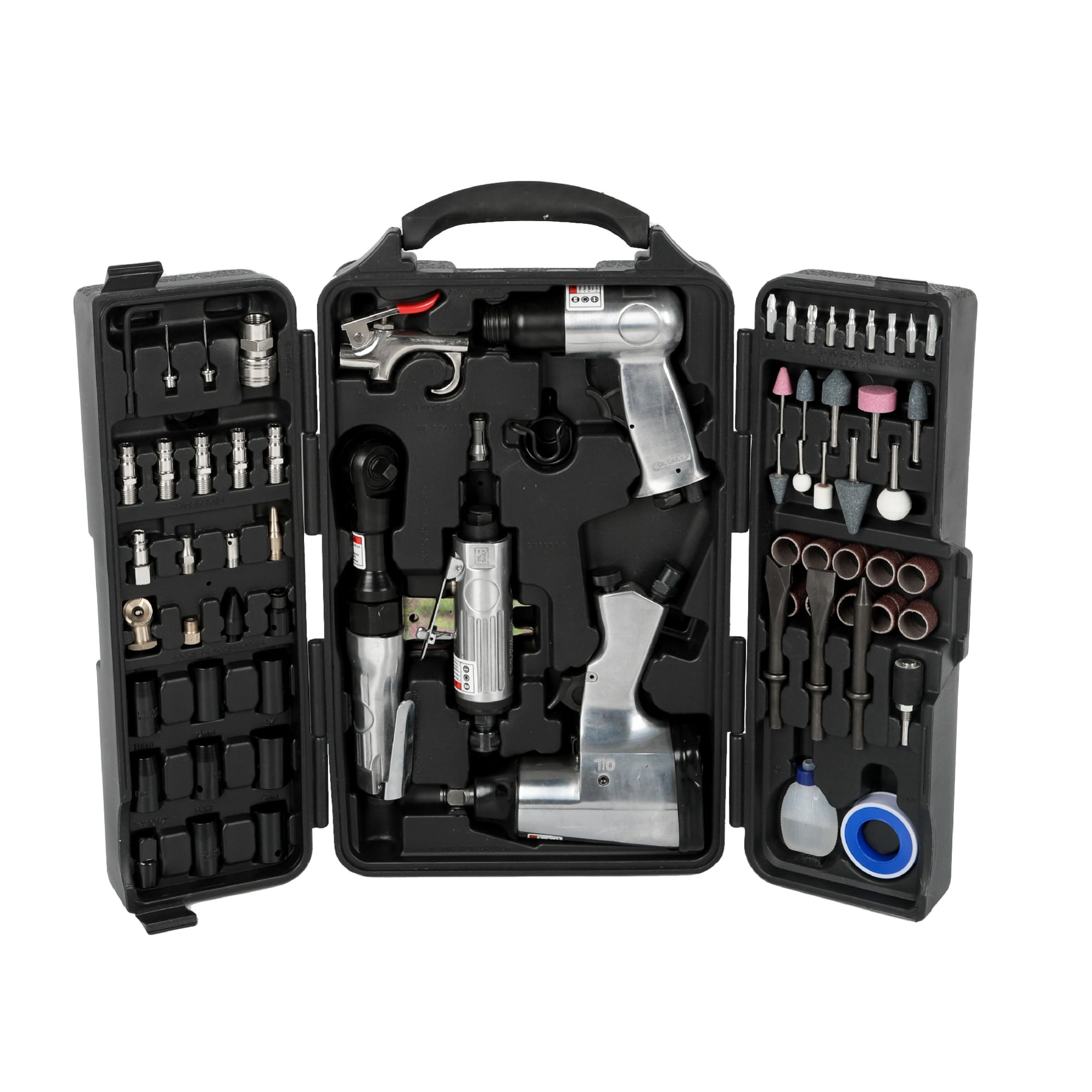 Complete 71-Piece Air Tool and Accessories Kit with Impact Wrench, Air Ratchet, Die Grinder and Air Hammer, Pneumatic Tool Set with Case
