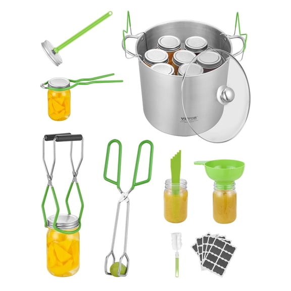 Complete 9-Piece Canning Kit for Beginners,Stainless Steel Water Bath Canning Set with Pot,Rack,Tools&Accessories for Home Preserving