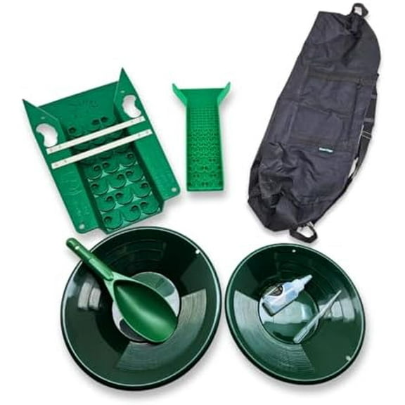 Complete 9-Piece Expedition Gold Prospecting Kit | Dual Sluice Box System (6x22 & 4x16), 2 Gold Pans & Bag | Professional Gold Mining Equipment for Panning & High Recovery$$Garden & Patio