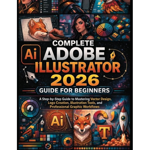 Complete Adobe Illustrator 2026 Guide for Beginners: A Step-by-Step Guide to Mastering Vector Design, Logo Creation, Ill, (Paperback)
