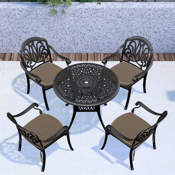 Complete Aluminum Patio Set with Comfortable Armrests and Cushions / Enjoy Outdoor Leisure
