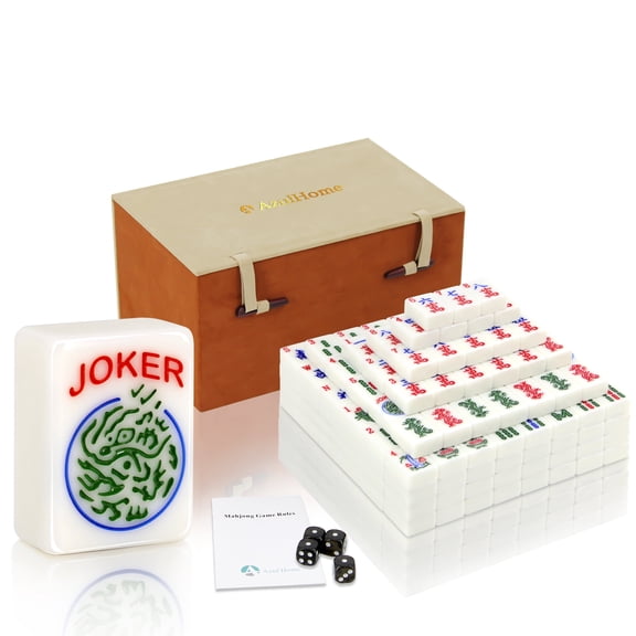 Complete American Mahjong Set with 166 White Tiles (1.2"), 4 Dice, and A Storage Case, Ideal for Game Nights and Gifts