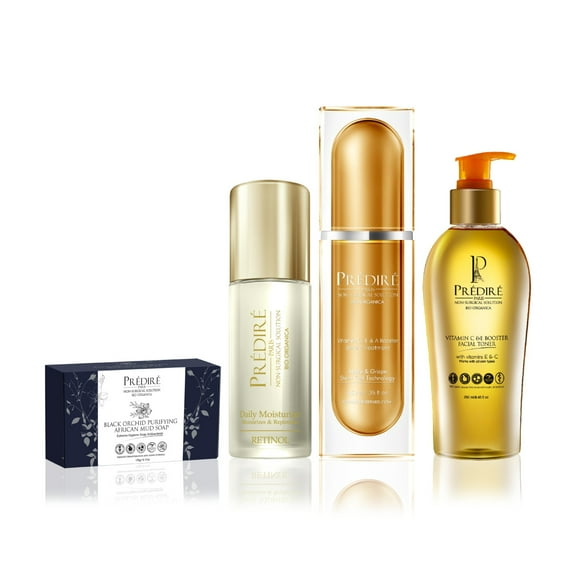 Complete Anti-Aging Morning Wake Up Treatment with Retinol Vitamin Booster | Soap, Toner, Moisturizer, Serum (Limited Edition)