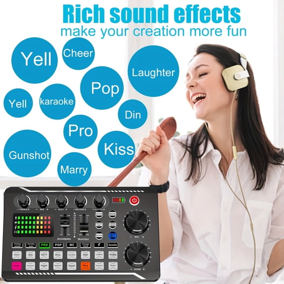 Complete Audio Mixer Equipment Set, Studio Microphone, Computer Live Broadcasting Equipment, F998 Live Sound Card Audio Mixer, for Karaoke-Style Live Streaming, Recording, And Gaming