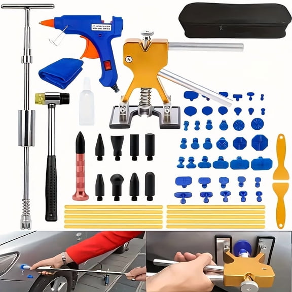 Complete Auto Body Repair Master Kit | Paintless Universal Dent Remover with Rubber Mallet | Professional Accessories for DIY Hail Damage & Dent Fixes