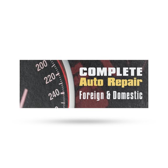 Complete Auto Repair Foreign & Domestic Vinyl Decal 12 Inch x 5 Inch Weatherproof Heavy-Duty Adhesive Backing | All Makes and Models, Reliable Service | Made in USA