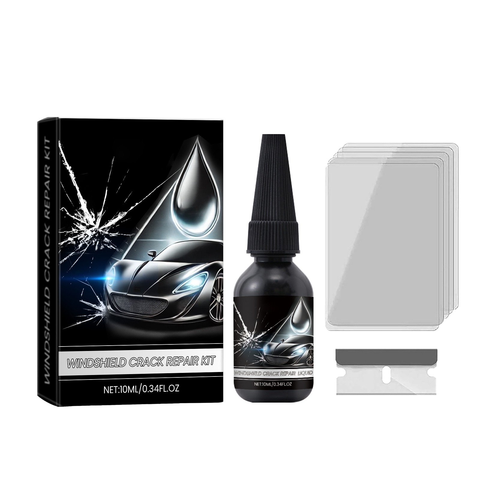 Complete Auto Windshield Crack Kit Tools Restoration Liquid For