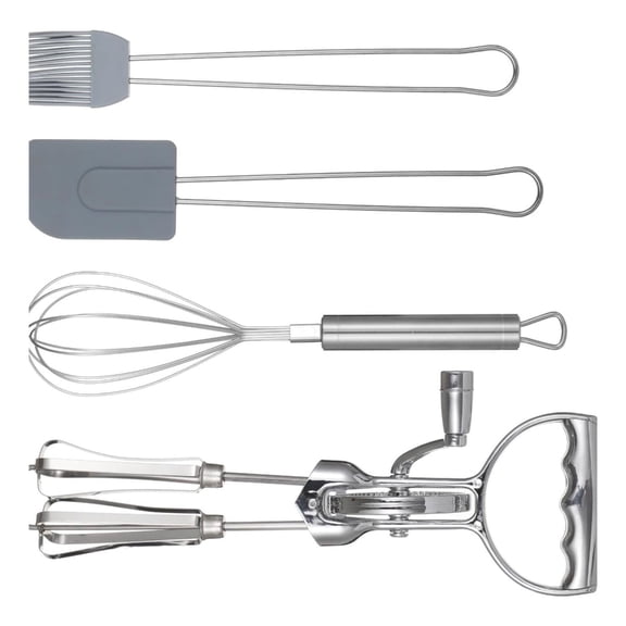 Complete Baking Essential Set 4PCS Nonrust Steel Whisks Spatula Brush For Multitasking Kitchen